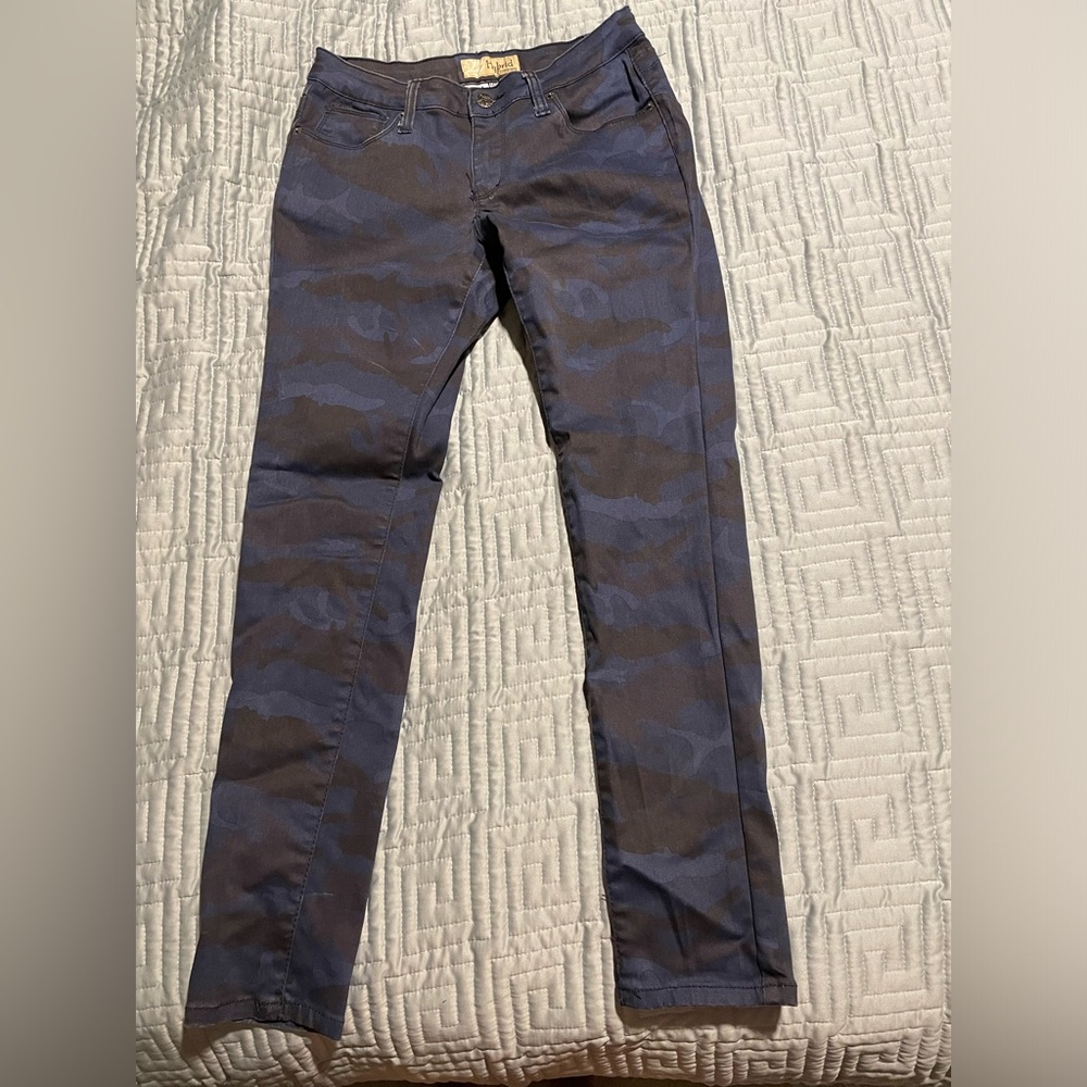 Blue & Black Camouflage Denim Trendy Casual Pants